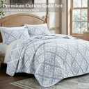Exclusivo Mezcla Cotton Quilts King Size Blue | Soft Lightweight Bedspread, Breathable Prewashed Yarn Dyed Muslin, All Season Bedding Set, Boho Coverlet With 2 Pillow Shams