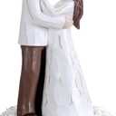 Wedding Cake Toppers Bride and Groom Gift, Hand-Painted Resin Sculpture of Embracing Bride and Groom, Romantic Gifts for Couples Anniversary Engagement Valentines Day Gift Ideas