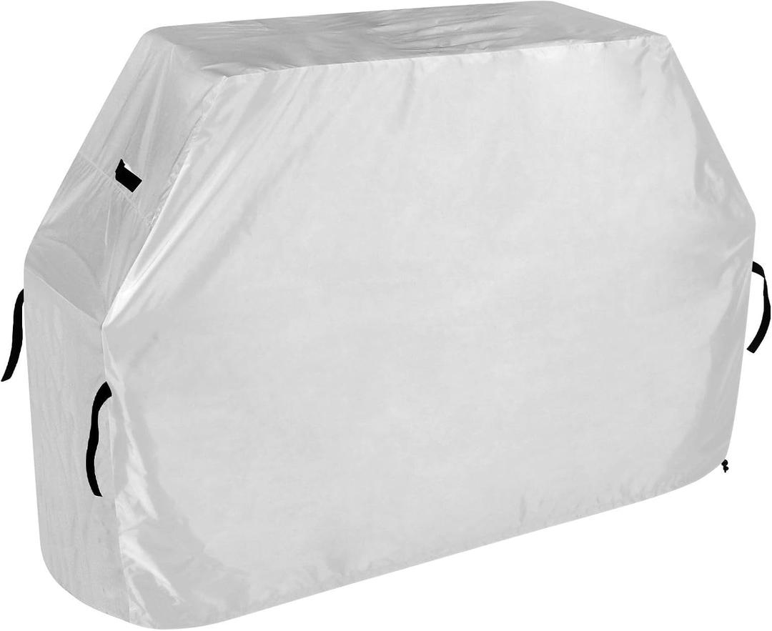 White Solid Grill Cover, 65 inch Waterproof BBQ Cover with Adjustable Drawstring Weather Resistant, Rip-Proof, Anti-UV, Fade Resistant, 2 Pack