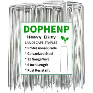 100 Pack 6 Inch 11 Gauge Galvanized Landscape Staples,Stakes for Outdoor Decorations, Anti-Rust Staples for Weed Barrier Fabric, U-Shaped Tent Stakes Artificial Turf and Landscape Fabrics