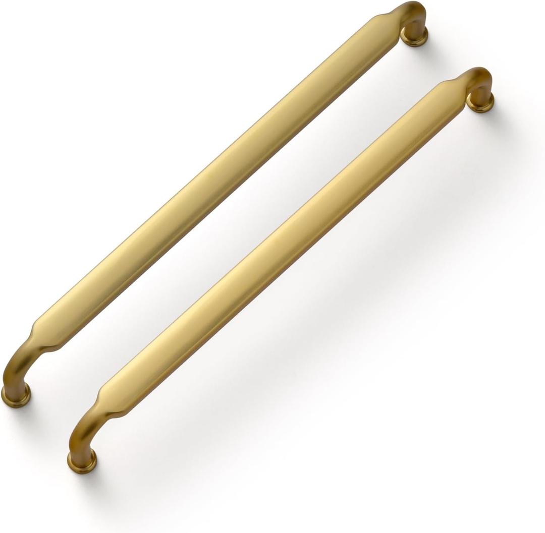 Goo-Ki Brushed Gold Drawer Handles 7-1/2 in (192mm) Hole Centers Straight Bar Pull,6-Pack Solid Cabinet Handles for Kitchen Cabinets and Dresser Drawers 2202-LSJ-192
