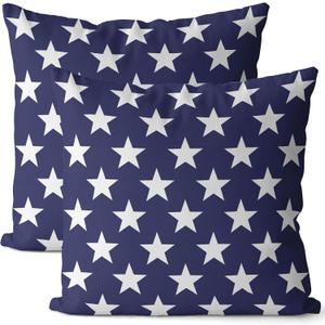 Patriotic Throw Pillow Covers Set of 2 16x16 Blue Stars Outdoor Waterproof Pillowcase American Memorial Independence Day Pillow Cases Linen Farmhouse for Sofa Couch Bed (16" x 16", Blue) Patriotic Throw Pillow Covers Set of 2 16x16 Blue Stars Outdoor Waterproof Pillowcase American Memorial Independence Day Pillow Cases Linen Farmhouse for Sofa Couch Bed (16" x 16", Blue)