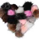 20pcs Faux Fur Pom Poms, Fluffy Imitation Fox Fur Pompom Balls with Elastic Loop for Knitting Hats Beanies Scarves Gloves Bags Keychains DIY Crafts Crochet Accessories