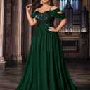 Women's Sequin Plus Size Wedding Guest Bridesmaid Dresses Maxi Gown for Formal Prom Cocktail Party Evening Events (Green, XXL)
