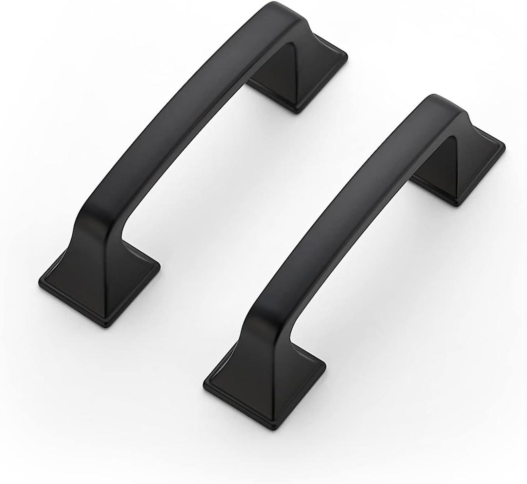 Ravinte 20 Pack Solid 3" Square Foot Arch Pulls Kitchen Cabinet Handles Matte Black Drawer Pulls Kitchen Cabinet Hardware for Cupboard Handles