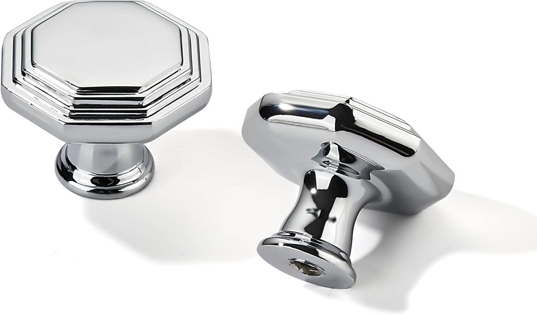 khtumeware 10 Pack 1-1/4 Inch Polished Chrome Cabinet Knobs Heavy Duty Solid Cabinet Hardware for Cupboard Drawer Pulls Dresser Handle