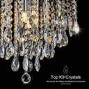 4-Light Crystal Chandeliers Flush Mount, 14 Inches Bedroom Close to Ceiling Lamp, Modern G9 Base Ceiling Light Fixture for Dining Room, Bedroom, Bathroom, Living Room, Closet (Chrome)