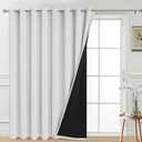 Yakamok 100% Blackout Thermal Insulated Curtains, Noise Reducing Barrier Panel for Sliding Glass Door, 2 Thick Layers Heat Full Light Blocking Patio Door Drapery, Greyish White, W100 x L84, 1 Panel