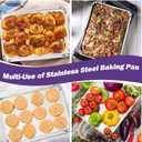 TeamFar Toaster Oven Pan Set of 2, Stainless Steel Toaster Oven Baking Tray Ovenware, 12.5x 9.5x1, Non Toxic & Healthy, Rust Free & Mirror Finish, Easy Clean & Dishwasher Safe
