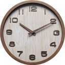 NUOVO 12 Inch Wall Clock Silent Non-Ticking Round Clock Vintage Retro Decorative Wall Clock Battery Operated for Bathroom Bedroom Living Room Office Kitchen