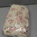 Givurao 3Pcs Cotton Quilted Makeup Bag for Women Girls, Large Floral Cosmetic Bag Set Cute Makeup Brushes Aesthetic Accessories Storage Bag Pink Flower Travel Toiletry Bag Organizer