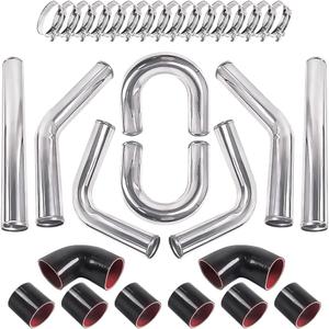 Universal 3" Inch Aluminum Intercooler U-Pipe Kit W/Silicone Hose and Stainless Steel T-Clamps