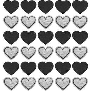 uxcell Heart Shaped Iron on Patches Embroidered Heart Patch Iron On Transfer Patches for Clothing Repair Backpack Shoes Decoration Black 30PCS 1.57"x1.37"