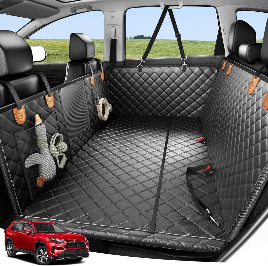 Zanch Heavy-Duty Dog Car Seat Cover, Flat Solid Back Seat Extender for Multi Large Dogs, Hard Bottom Supports 450 lb, Waterproof Scratchproof Hammock Protector, Standard for Cars, SUV, Trucks, Orange