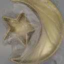 2 Pcs Eid Mubarak Moon Star Dinner Plate Tray Ramadan Serving Tray Muslim Islamic Dessert Trays Pastry Tableware Dessert Food Storage Container Display Holder for Party, Gold