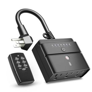 BN-LINK Outdoor Timer Outlet, Dusk-to-Dawn & Remote Control (100ft) - Waterproof 3-Grounded Outlets, 15A ETL Listed for Outdoor String Lights & Appliances