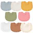 Muslin Baby Bibs - Soft 100% Cotton Drool Bandana Bibs for Baby Girls, 8 Solid Colors Set