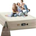 Simpli Comfy Inflatable 18 Queen Air Mattress with Built in Pump Self Inflating Blow Up Durable Heavy Duty Stay Firm Comfortable Air Bed Elevated for Home Guest Travel Relocate Camping