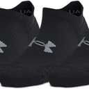 Under Armour Womens Play Up No Show Socks 3 Pack, (001) Black/ Black/ Castlerock, Large