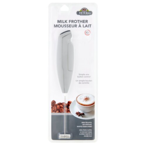 Fill 'n Brew Milk Frother, Grey, 1 Pack, Mix Foamy Cocktails, Whip Up Sauces And Salad Dressings, Make Whipped Cream, Breakfast Omelets