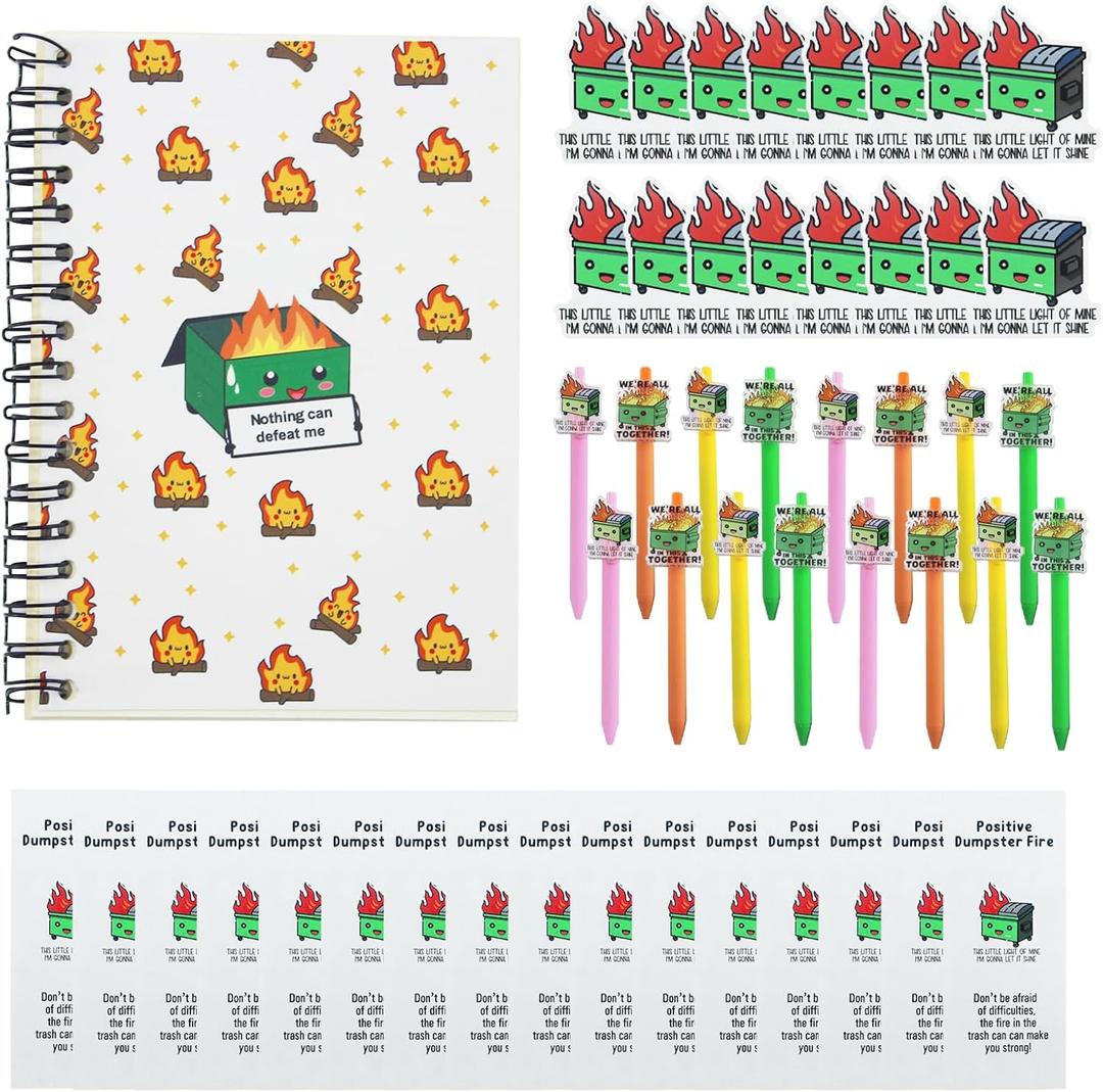 64 Pcs Motivational Pens Notebook Gifts Bulk Pens and Greeting Notebook Journals,Funny Pens and Cards for Coworkers, Teams, Teachers, Students,Nurses,Office