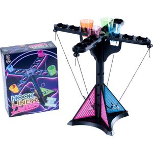 Endless Games Hook Line & Hydration Party Game  Fun Ring Toss Game for Adults | 13" Tower with Shot Glasses | Perfect for Parties, 2+ Players, Ages 21+