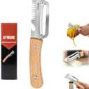 3 in 1 Multifunctional Vegetable Peeler with Wooden Handle and Bottle Opener, Stainless Steel Peelers for Kitchen, Multi Functional Vegetable Peeler for Fruit Potato Carrot Pumpkin Zucchini (1 PACK)