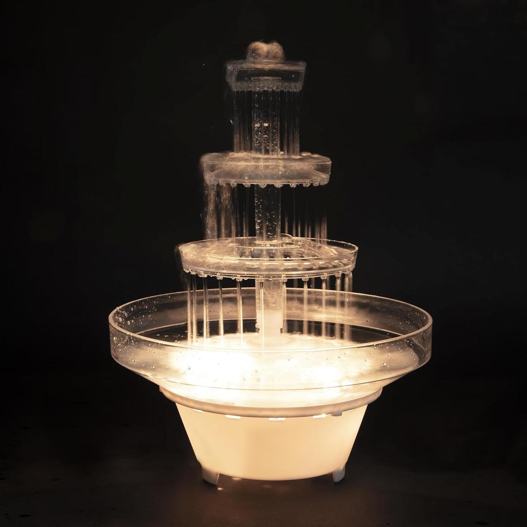 Lighted Plastic Wedding Water Fountain - Great for Cake Centerpiece, Parties, Office Decor and Home Decor