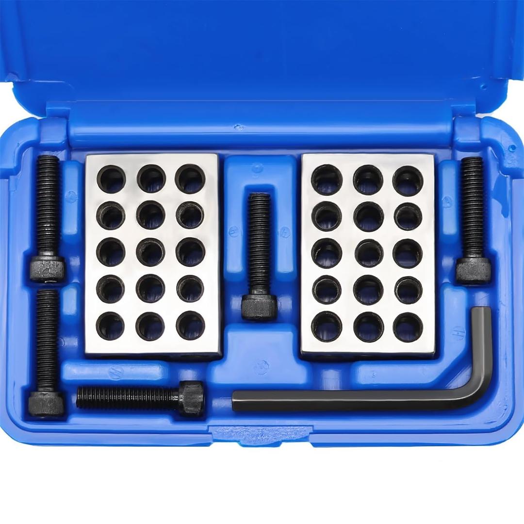 123 Blocks Matched Pair 23 Holes .0002 Precision Ground Machinist Set Up Blocks HRC 55-62 (1-2-3" Blocks 0.0001" Set)