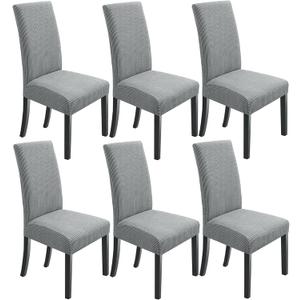 NORTHERN BROTHERS Chair Covers for Dining Room 6 Pack Slipcovers Dining Chair Covers Parsons Chair Slipcover Fit Stretch Chair Cover, Light Grey