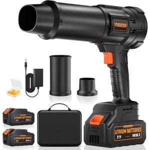 990,000 RPM Cordless Leaf Blower - 21V Electric Handheld Leaf Blower with 24.0Ah Batteries & Fast Charger - Lightweight for Patio, Lawn, Yard, Deck Cleaning - Sooty