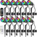 HIBOITEC RGBW Low Voltage Landscape Lighting 12Pack 12W with Remote Connectors Spotlights Landscape Lights 12-24V AC/DC Waterproof for House Yard Trees Outdoor Christmas(Transformers NOT Included)