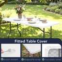 6ft Fitted Tablecloth Rectangle - 6 Pack Outdoor Picnic Table Covers with Elastic, Washable Folding Table Protector for Party Banquet Graduation, 30x72 Inch, White