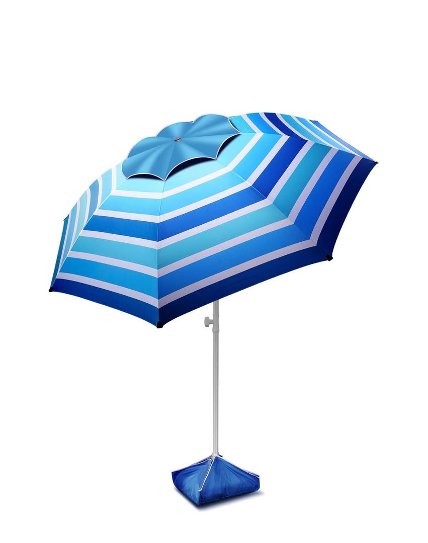 8FT Large Beach Umbrella with Level 7 Wind Resistance, Sand Anchor, Portable Outdoor Umbrella with UPF50+ UV Protection, Tilt Sun Shelter for Beach, Patio, Yard
