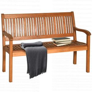  50'' Two Person Outdoor Garden Bench Loveseat Porch Chair Solid Wood W/Armrest