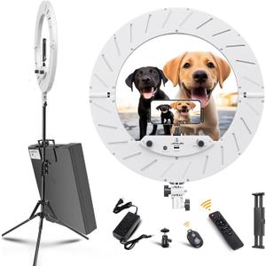 Ring Light Kit:18"/45cm Outer 55W6700k Dimmable LED Light, Tripod Stand, Remote Controller,Box for Camera,Smartphone,YouTube,TikTok,Self-Portrait Shooting,CRI95,White