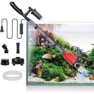 36W Electric Gravel Cleaner for Aquariums, Automatic Fish Tank Vacuum for Water Change & Sand Cleaning, with Adjustable Telescopic Pole for Large Tanks