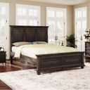 Merax Traditional Town Bed Frames and Country Style Pinewood Vintage King Bed, Rich Brown