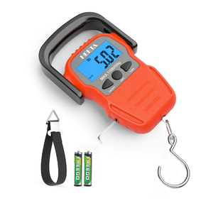 HEETA Fish Scale with Backlit LCD Display, Up to 110lb/50kg Digital Portable Hanging Fish Weight Scale with Hook & Measuring Tape for Home, Farm, Outdoor, Hunting, Fishing, 2 AAA Batteries Included