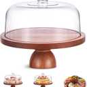 Kootek Wood Cake Stand with Lid, 2-in-1 Wooden Cake Plate & Covered Charcuterie Board, Footed Cake Container Dessert Display Holder with Dome Cover for Weddings, Parties, Bakeries (12 Inch)