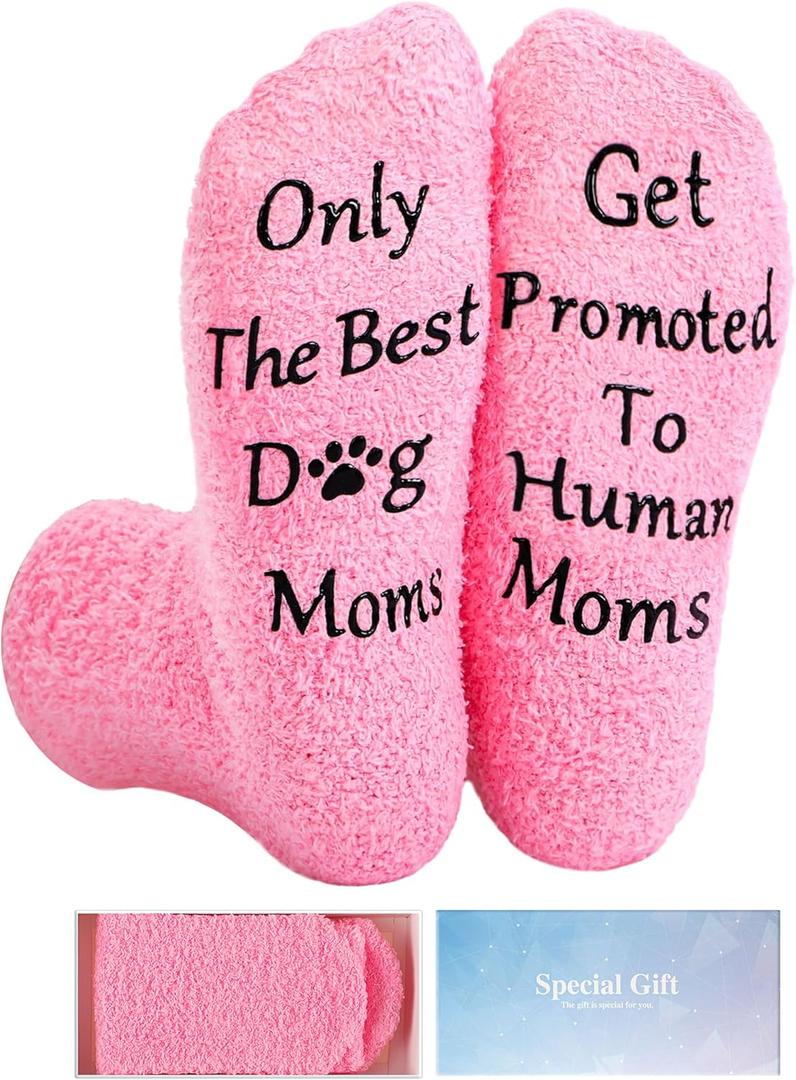 Geyoga Pregnancy Socks New Mom Gifts for Pregnant Women Valentines Socks for Women Dog Mom Pregnancy Gifts New Mom Gifts Only the Best Dog Moms Get Promoted to Human Moms