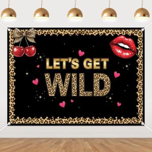 Leopard Cherry Let’s Get Wild Backdrop 7×5ft, Cheetah Print Party Decoration for Birthday, Bachelorette, or Girls’ Night Photo Booth and Dessert Table Background
