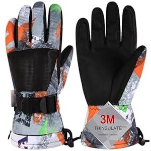 Odtmger Ski Gloves, Winter Gloves, Winter Waterproof Ski Gloves, Warm and Breathable Snow Gloves, Suitable for Outdoor Sports of Boys and Girls in Cold Winter