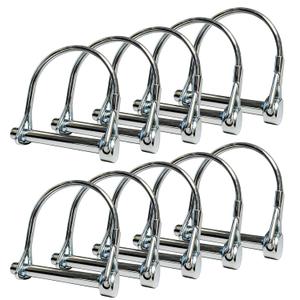 10 Pack, NRJSSCC Trailer Coupler Pin and Safety Locking Pin, 2-1/8"x1/4" (L x W) Heavy Duty Shaft Locking and Wire Lock Pins, Hardware Pins for Farm Trailers, Towing, Lawn Garden, Carbon Steel