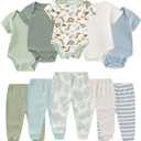 Ruliby Baby Boy Bodysuit and Pant Set Summer Soft Newborn Clothes Outfits 3-6 month