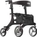 Drive Medical RTL10266CF Nitro Elite CF Foldable Rollator Walker with Seat, Black (Standard)