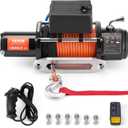 VEVOR Electric Winch, 10,000 lb Truck Trailer Jeep Winch, 12V DC 7/20 in x 65 ft Synthetic Rope Aluminum Fairlead Wireless & Wired Remote Control, IP55 Waterproof Towing for Off Road Jeep SUV Boat