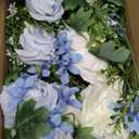 DearHouse 2Pcs Artificial Peony Flower Garland - Silk Peony Garland with Purple White Flowers for Wedding Party Table Decoration,6ft/Strand (White& Blue & Dark Blue)