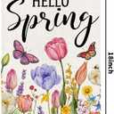 Hello Spring Garden Flag 12x18 Inch, Colorful Tulip & Wildflower Yard Flag with Butterflies, Double Sided Burlap Outdoor Seasonal Decoration for Porch Lawn Garden DF1098