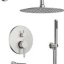 10" High-Pressure Rainfall Shower System with Handheld Spray, Wall Mount Bathroom Shower Faucet Set with Tub Spout (Brushed Nickel)